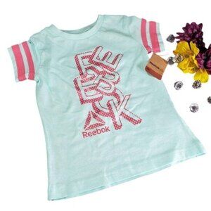 Reebok Tee Shirt Short Sleeve Crew Neck Girl Teal Shirt Blouse 4T
